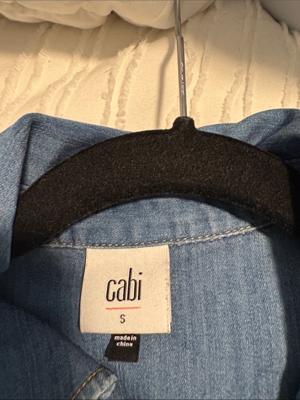 CAbi Keep Light Blue Denim Shirt Jacket with Gold Buttons - Picture 5 of 6